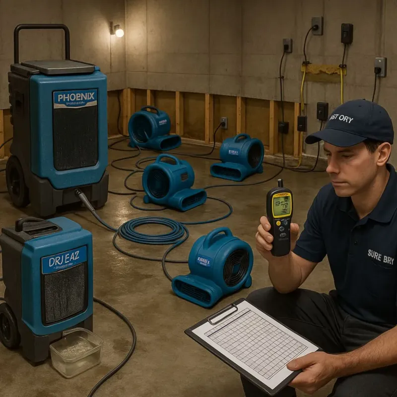 Structural Drying and Dehumidification process in Corcoran, MN